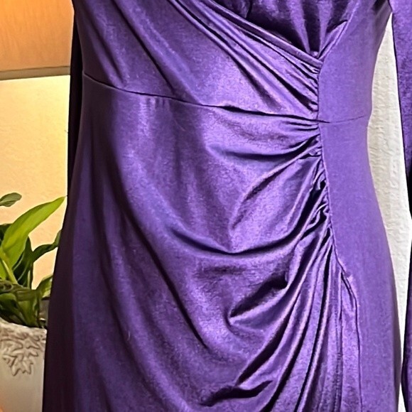BAR III | Eggplant Faux Wrap Dress | Size - Small - Picture 4 of 11